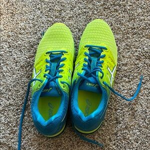 Asics Neon Yellow and Blue Athletic Shoes
